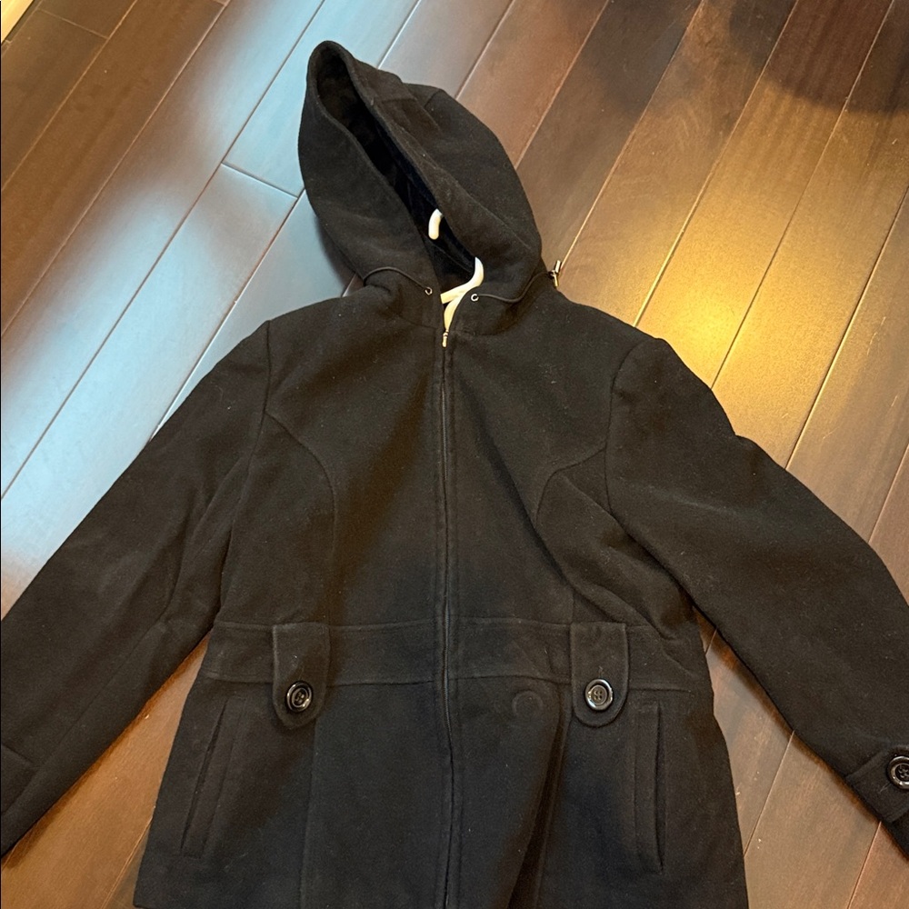 St. John's Bay Black Hooded Pea Coat